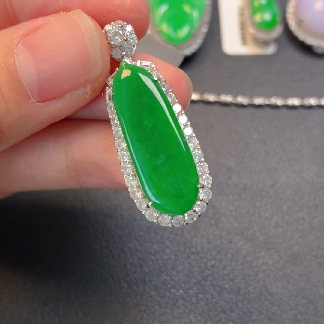 翡翠银S925镶嵌吊坠(不含链)