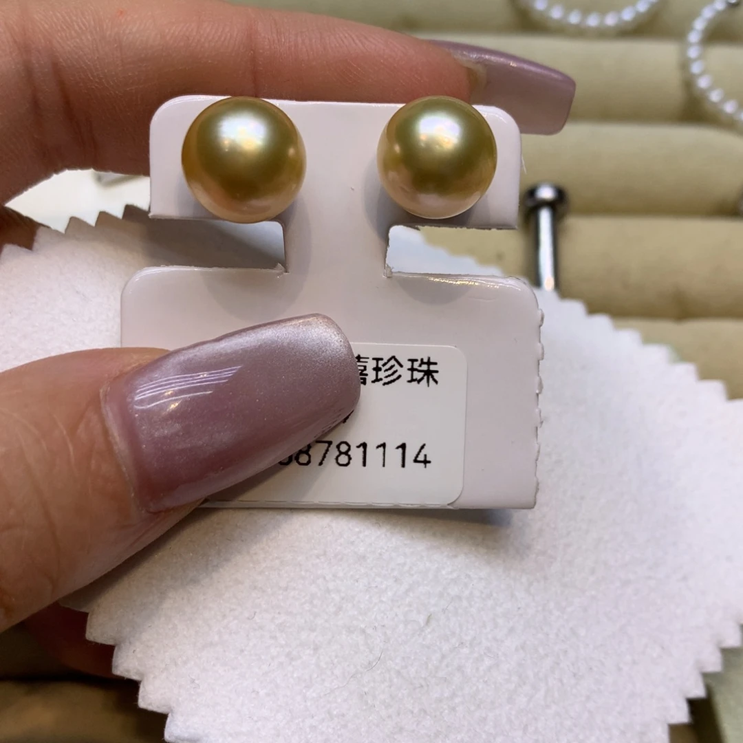 银S925镶嵌耳饰海水珍珠A*A