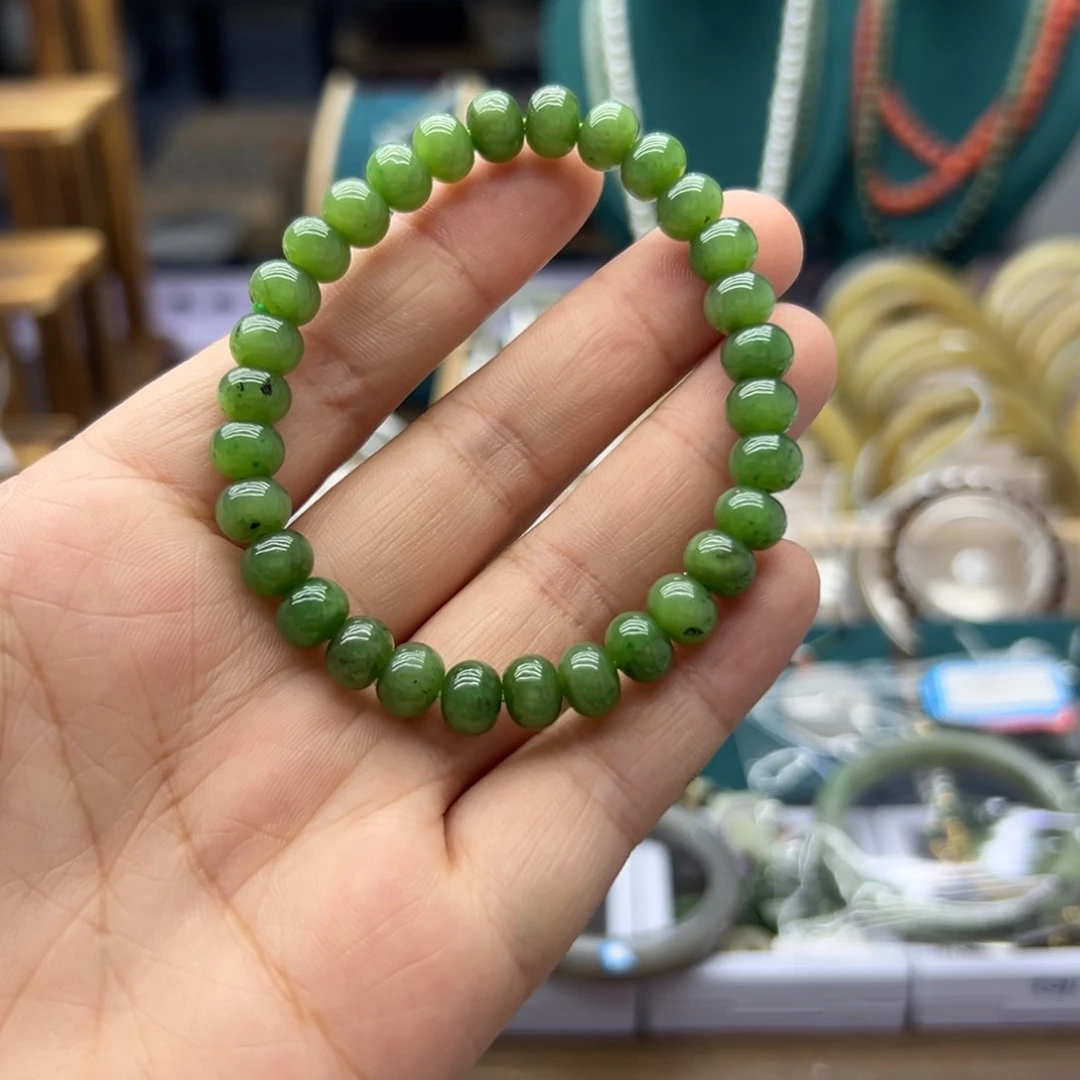 手链未镶嵌和田玉（碧玉）算盘珠