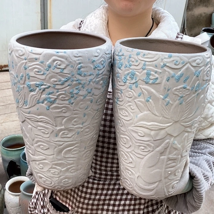 紫砂花盆瑕疵口15高28