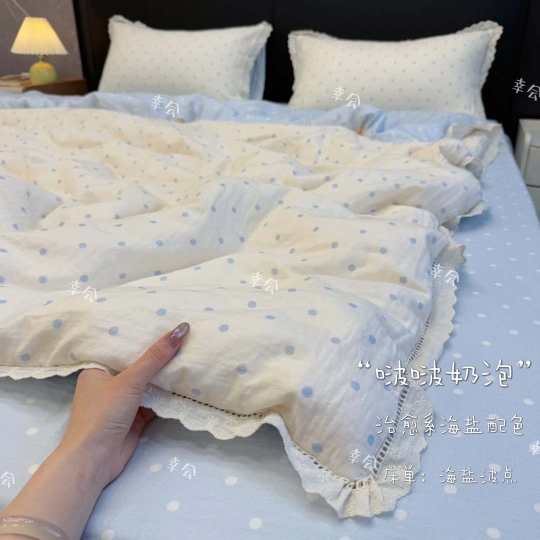 重工双层花边全棉双层纱四件套 三件套 床上被套 超柔软公主风