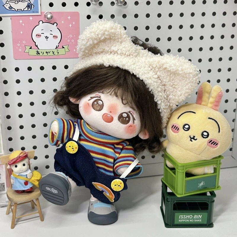 20cm娃衣背带裤棉花娃娃女可爱原创无属性现货换装公仔玩偶批发