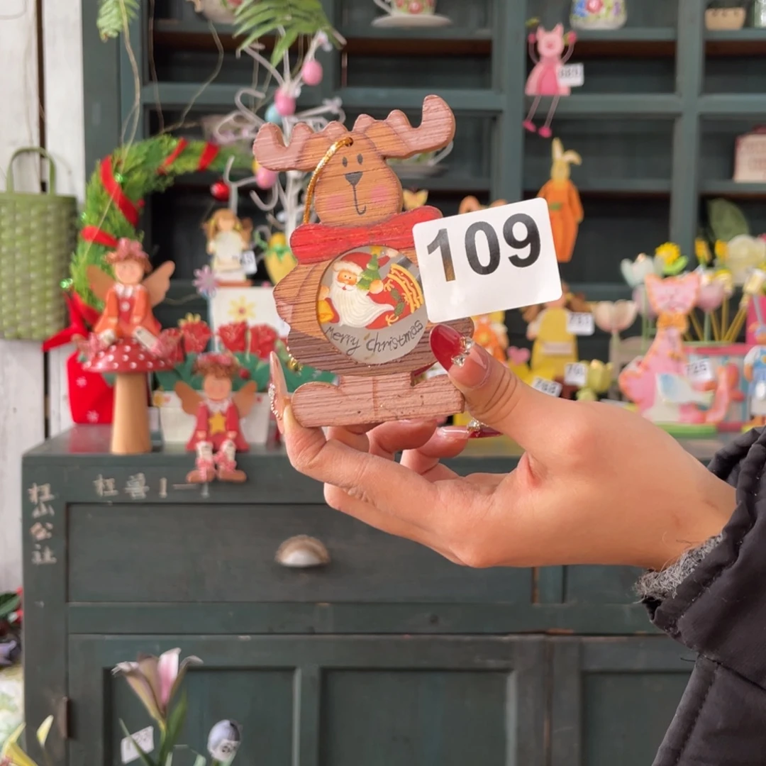 木质圣诞月福老货玩具中古风默认微瑕