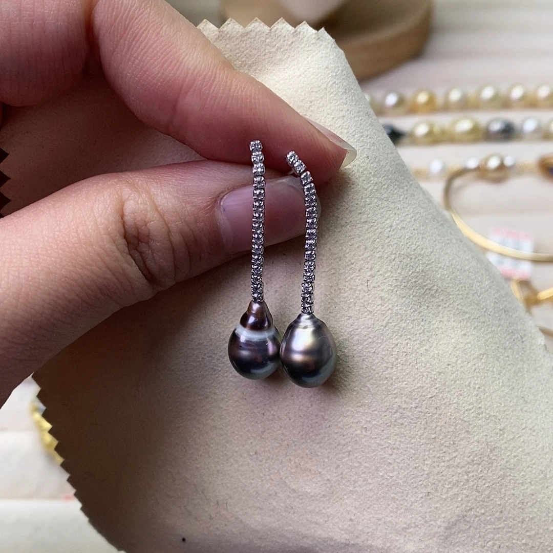 海水珍珠耳饰银S925镶嵌