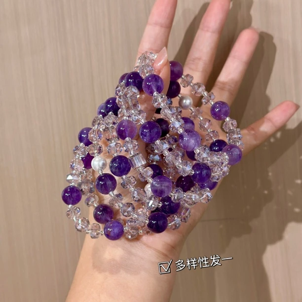 天然乌拉圭紫水晶原创设计款手串轻奢时尚百搭