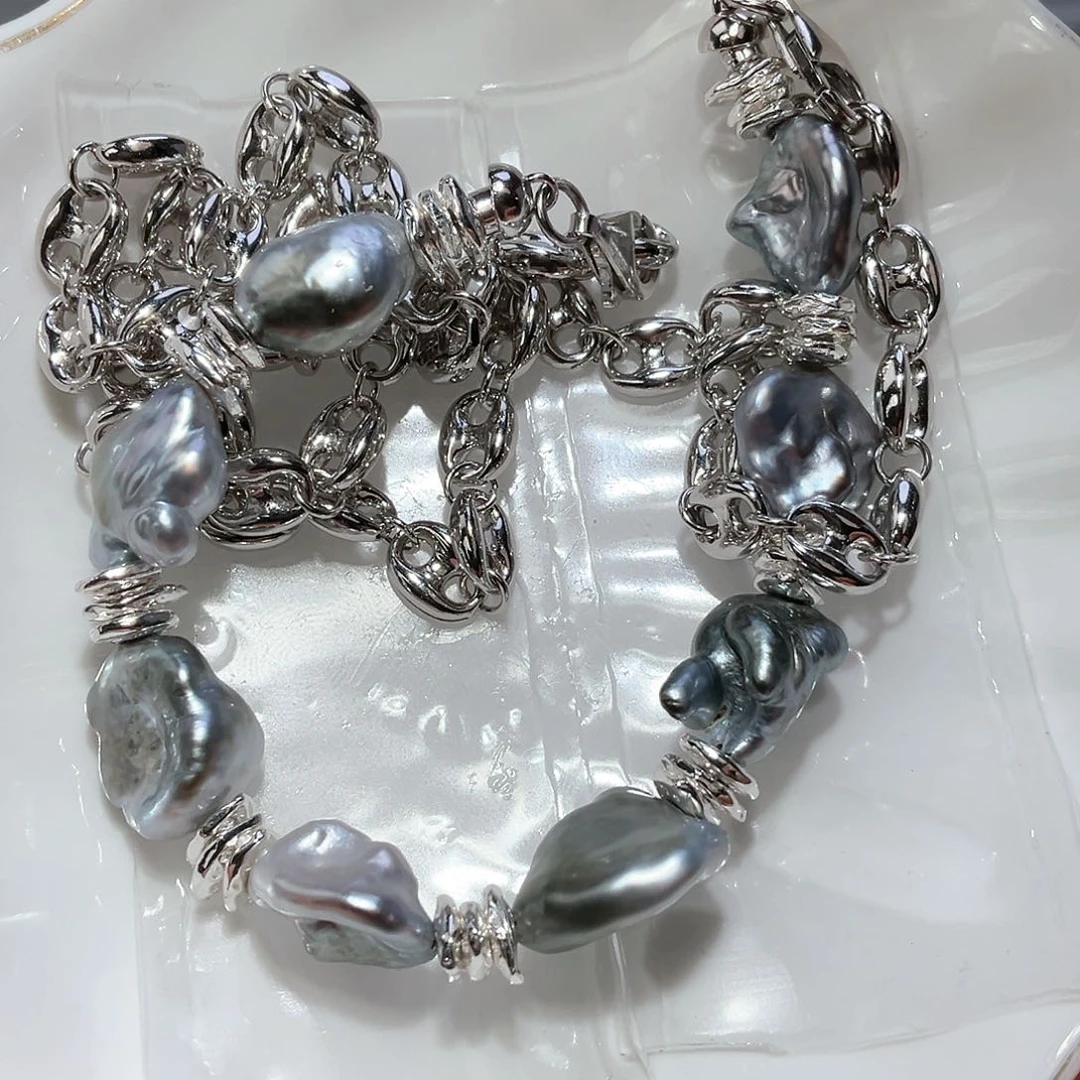 海水珍珠颈饰银S925镶嵌笨*