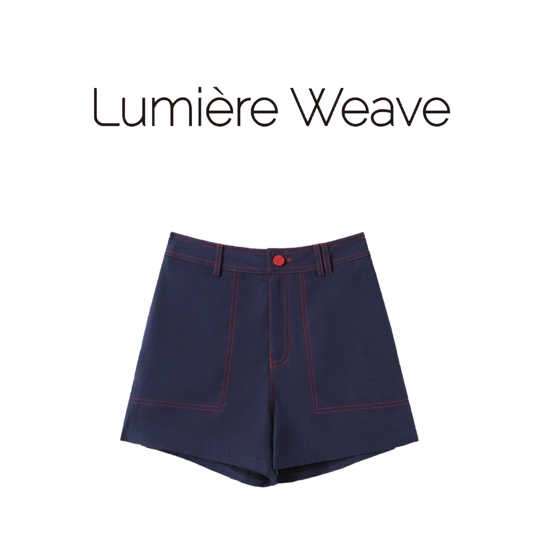 LumièreWeave【深海雾蓝】52DK1076夏季时尚设计感牛仔短裤