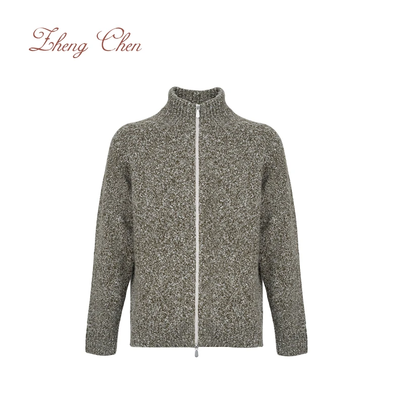 （高端黑标）英国邓肯100全羊绒花纱加厚针织外套 Y-MK96118