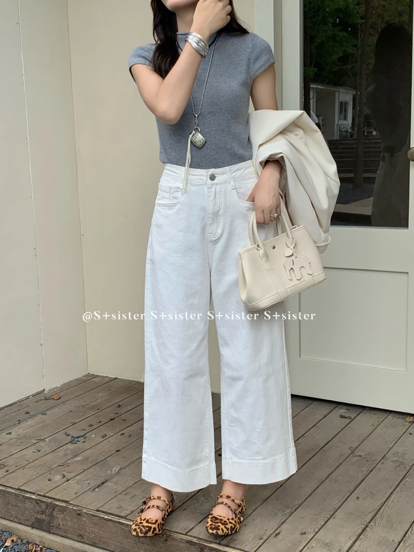 晓晓家秋季新品韩版休闲百搭时尚牛仔阔腿裤