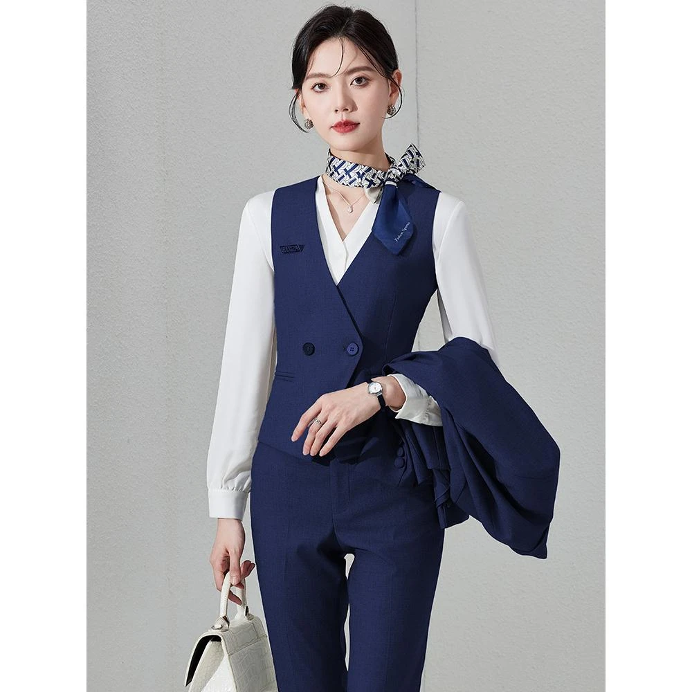 马甲衬衫套装会议服务制服酒店前台珠宝店导购时尚商务套装工作服