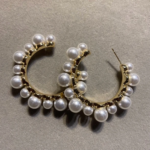 铜合金锆石耳饰 耳环法式轻奢耳圈原创设计女