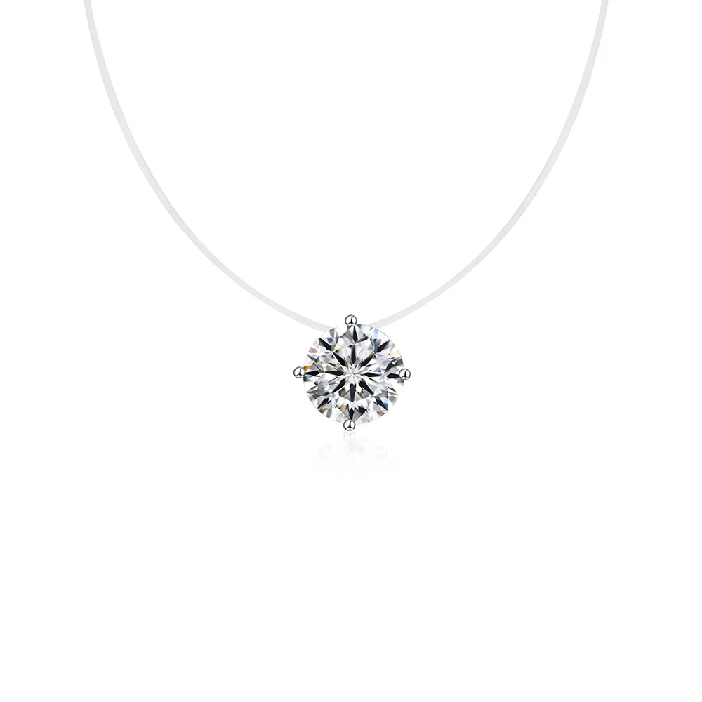 链子925银莫桑石 人鱼之泪隐形项链一克拉莫桑石明星同款~LA35902