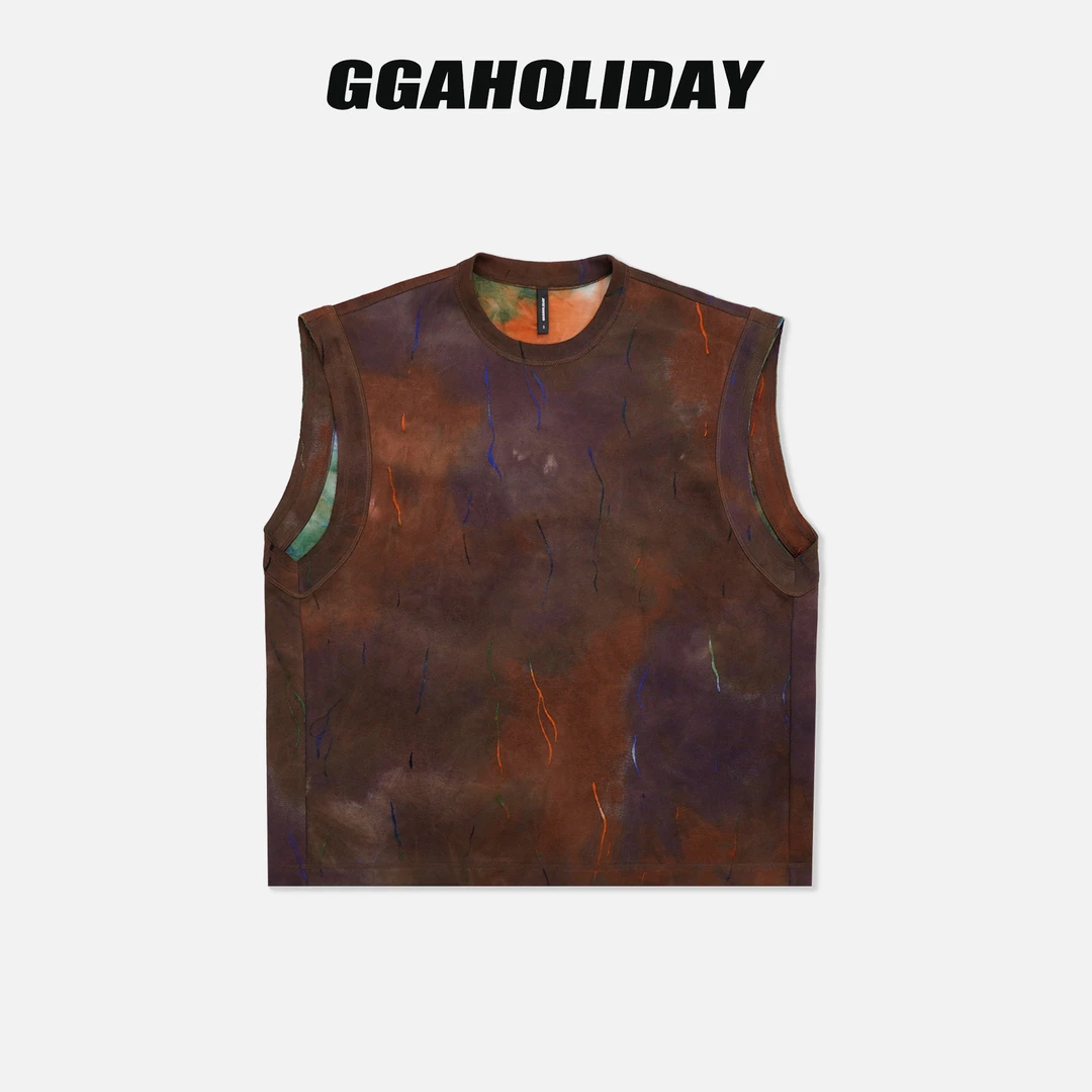 GGAHOLIDAY时尚宽松休闲潮流百搭显瘦烧花双面穿马甲套装154053/4