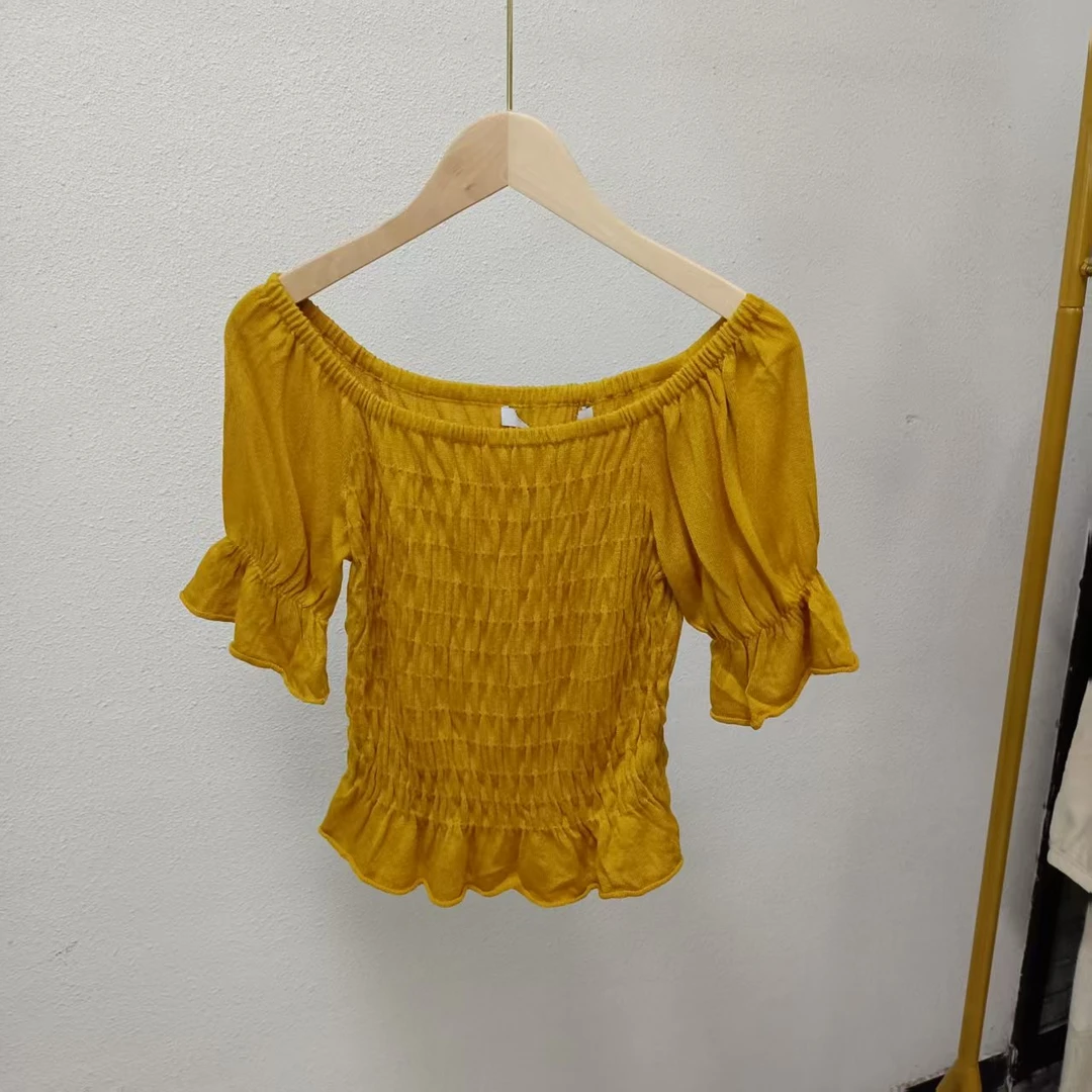 U家剪标   8仓A3-9-4014款   黄色圆领短款上衣