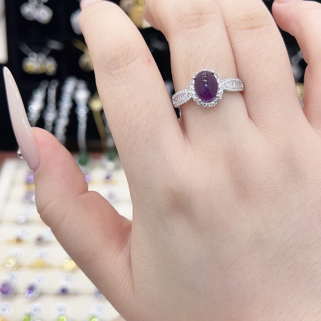 @***一水晶银S925镶嵌戒指