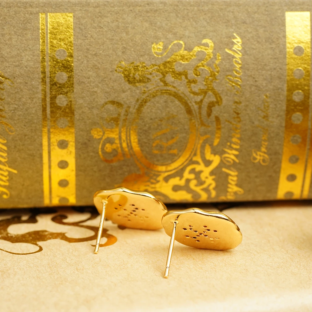 铜合金珐琅耳饰 【3455】LeLe 耳钉 安克拉牛血红珐琅满钻时尚