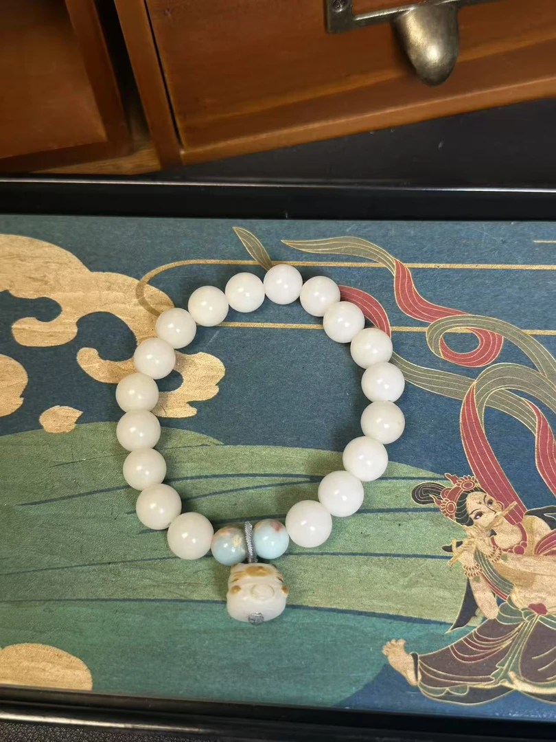 白玉菩提小猫咪单圈手串158