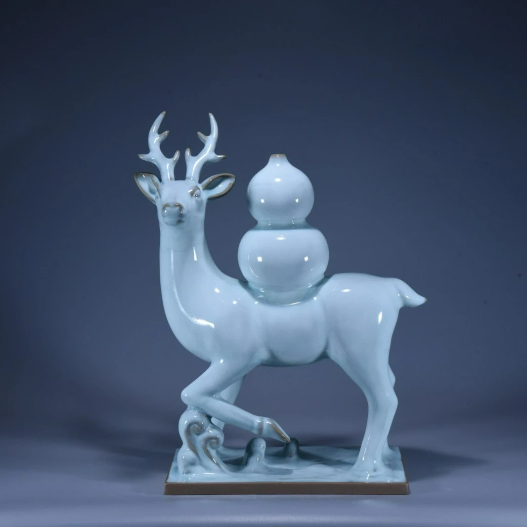 大宋官窑【小福鹿】工艺品摆件家居装饰品开业礼品陶瓷 中式创意