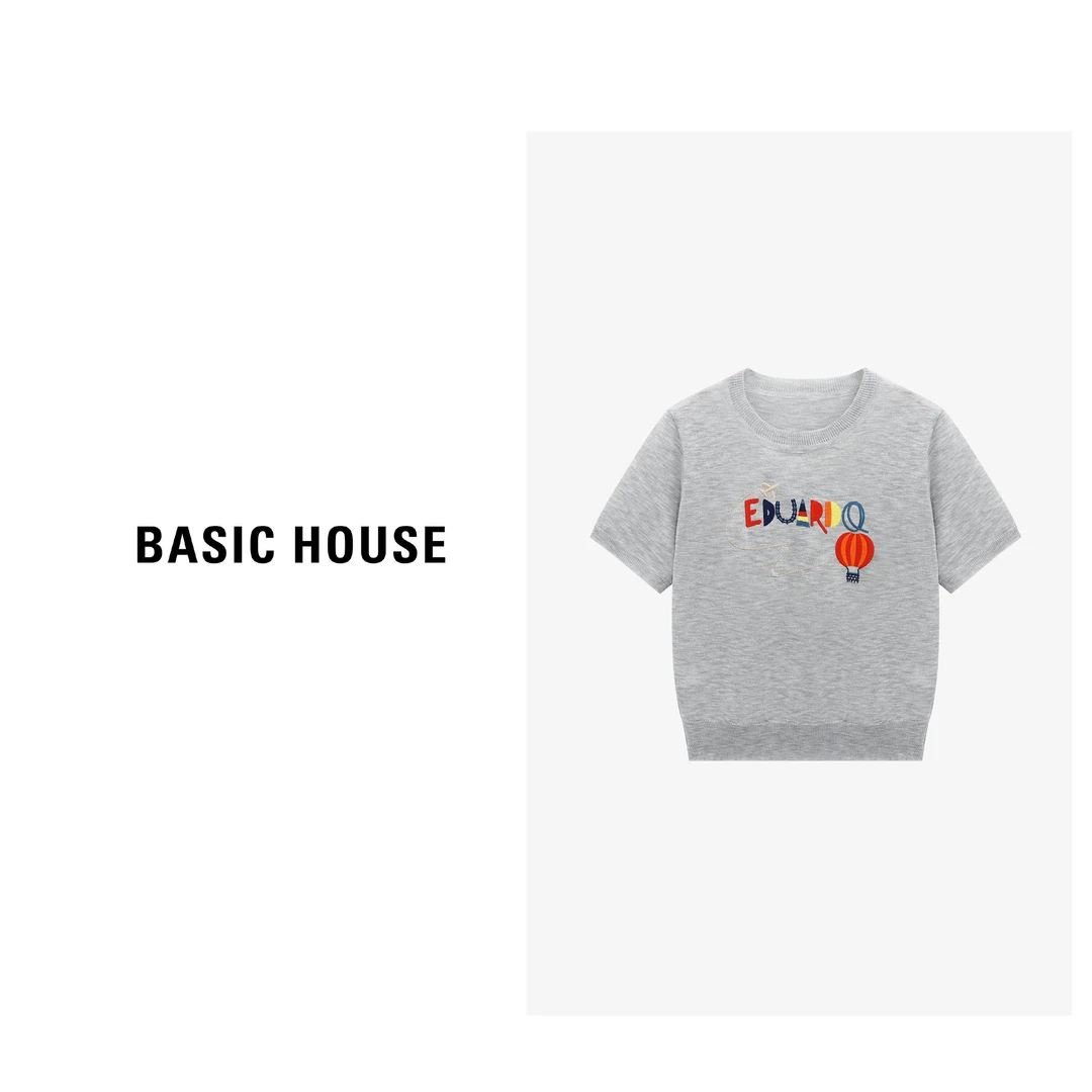 Basic House/百家好夏季休闲潮流宽松卡通时尚针织衫B0625B5T432
