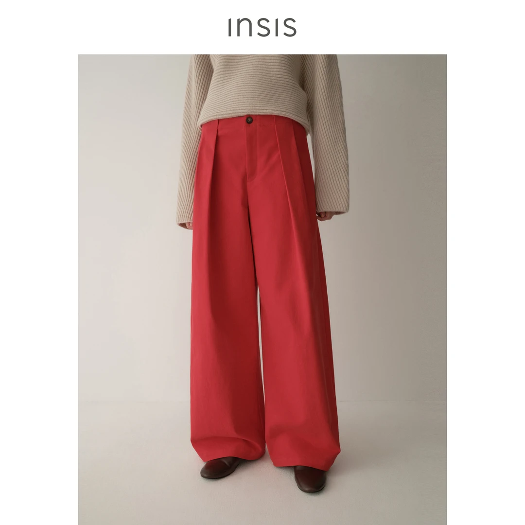 {12.8日新品}腰头褶裥装饰阔腿裤FN25422219