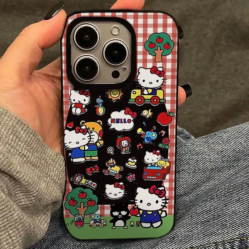 奥菲顿红格纹Kitty猫适用苹果16果冻手机壳华为P70vivo小米15oppo