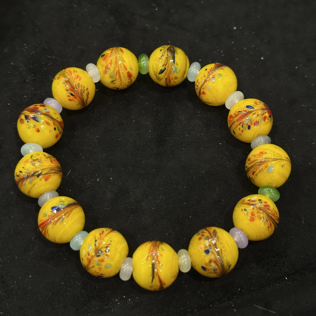 【敢敢烧琉璃专属】鸡油黄凤尾琉璃手串