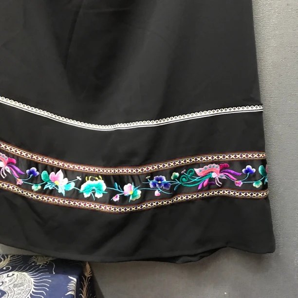 大摆裙哈达百褶裙中长款松紧腰半裙民族服A字民族风