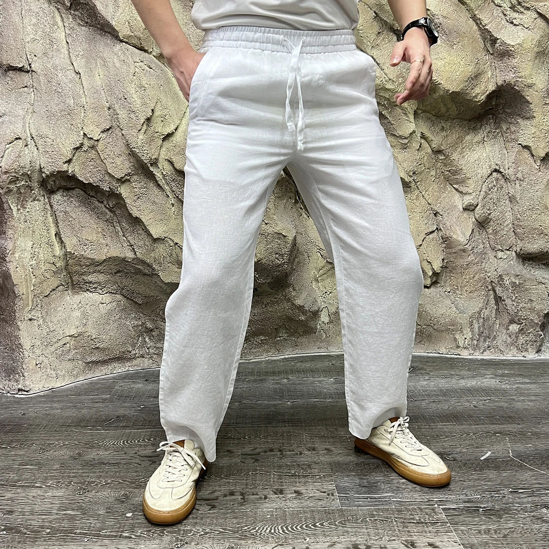 西班牙高端！100纯亚麻 25春夏简约百搭亲肤透气天然亚麻休闲裤男