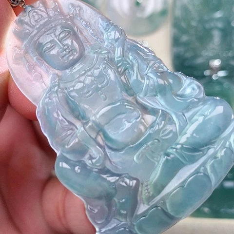 【闪购商品】翡翠18K金镶嵌吊坠(不含链)天然