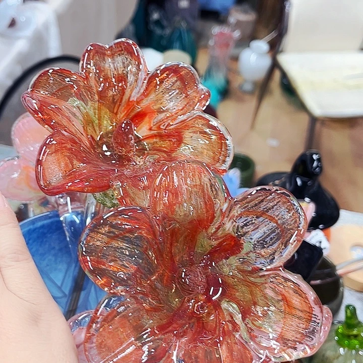 家悦琉璃花瓶摆件一对