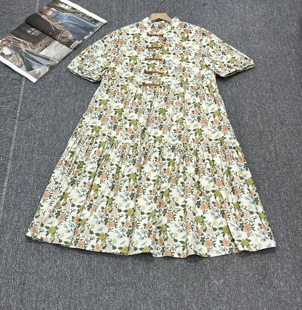 欧货女装2025南油原创设计感法式碎花中式时尚气质连衣裙