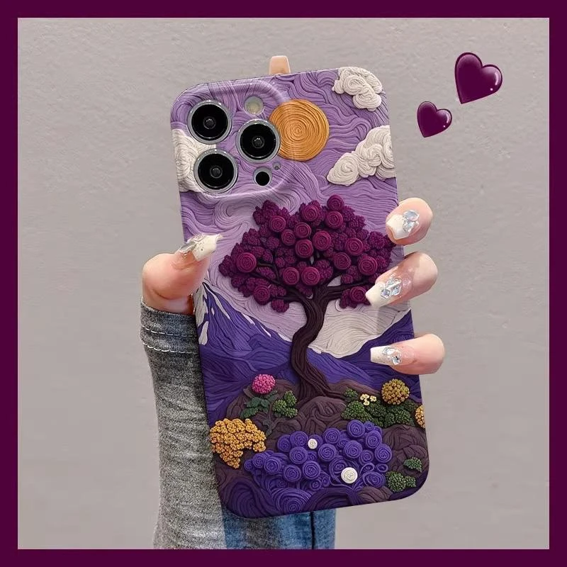 BANCA梅紫山川玫瑰适用苹果16/15菲林手机壳华为P70vivo小米oppo