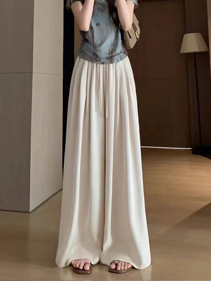 西装阔腿裤女夏季薄款2025新款高腰垂感高级感休闲裤Y019