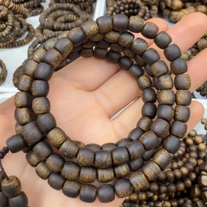 沉香手串沉香绿奇楠鼓珠多圈卡七 九九分节油 26