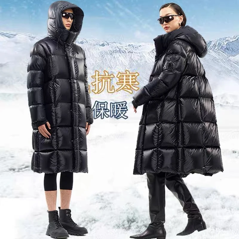 冬季极寒魔方羽绒服男女情侣加厚保暖长款过膝-yy