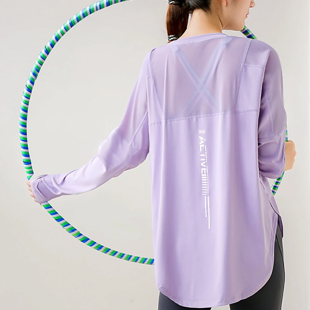 宽松瑜伽运动短袖T恤女夏加大码胖mm遮臀遮尴尬速干大码健身服