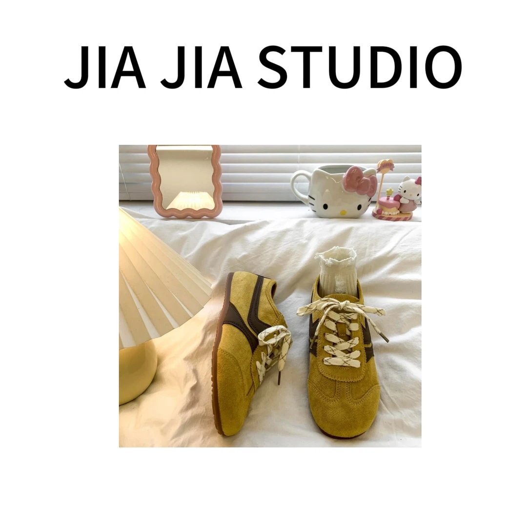 嘉嘉推荐#613【早春款防滑】复古舒适透气拼色德训鞋