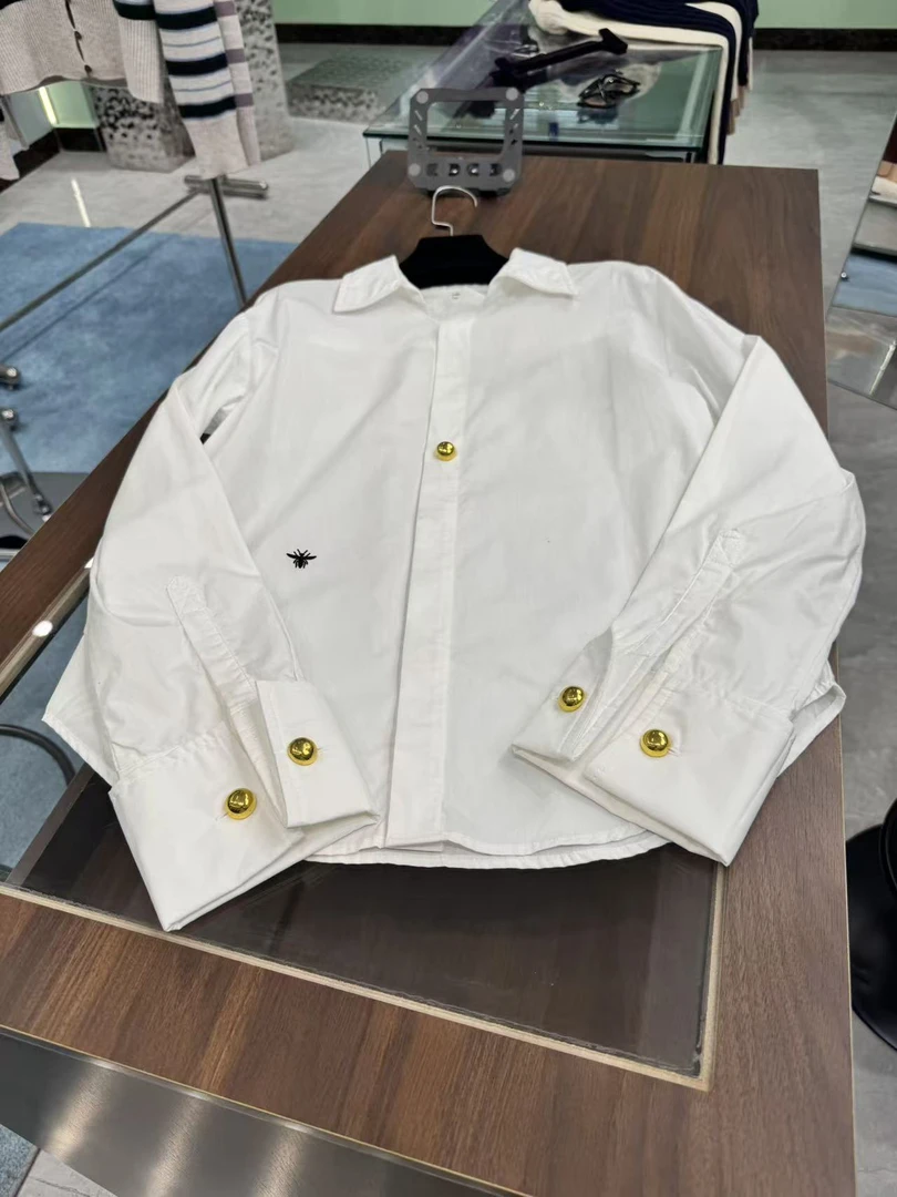 25秋冬小蜜蜂刺绣金豆纽扣衬衫