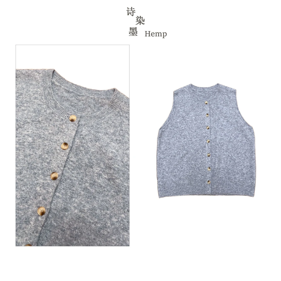 【圆领百搭纯色针织马甲背心】4868