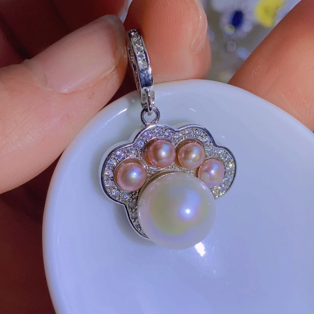 银S925镶嵌天然淡水珍珠淡水珍珠