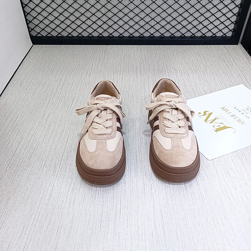 诗路花语加棉厚底德训鞋女2024年冬软底运动休闲鞋板鞋80-11766-1