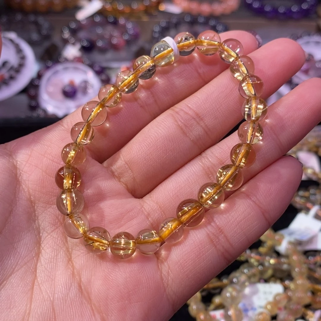 水晶手串未镶嵌金发晶7+