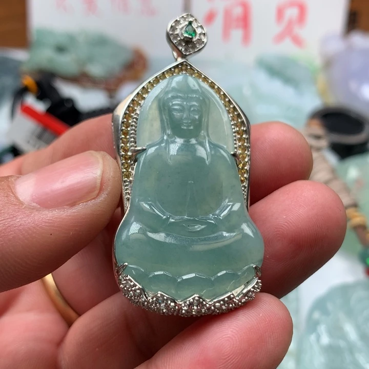 翡翠颈饰未镶嵌保真天然a货翡翠