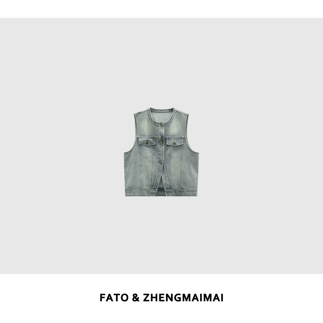 fattonny郑买买【半岛】夏季款复古百搭设计感牛仔马夹 QDD50422J1