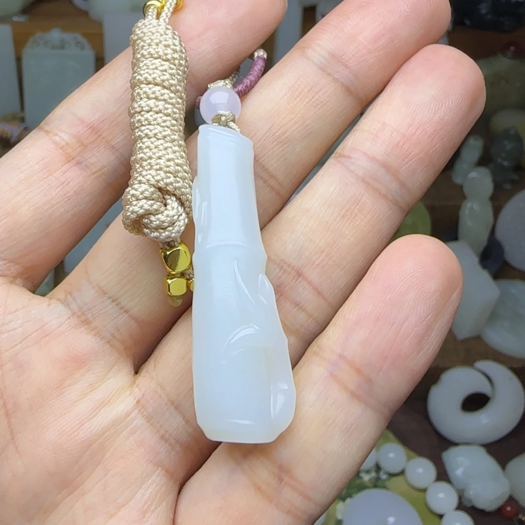 和田玉未镶嵌挂件竹节