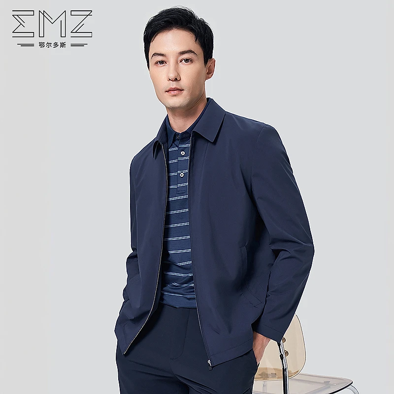 EMZ鄂尔多斯男士商务休闲春秋透气舒适垂顺挺括不易褶皱翻领外套
