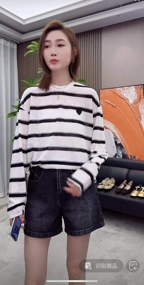 【荣姐精选】简约爱心横条针织衫