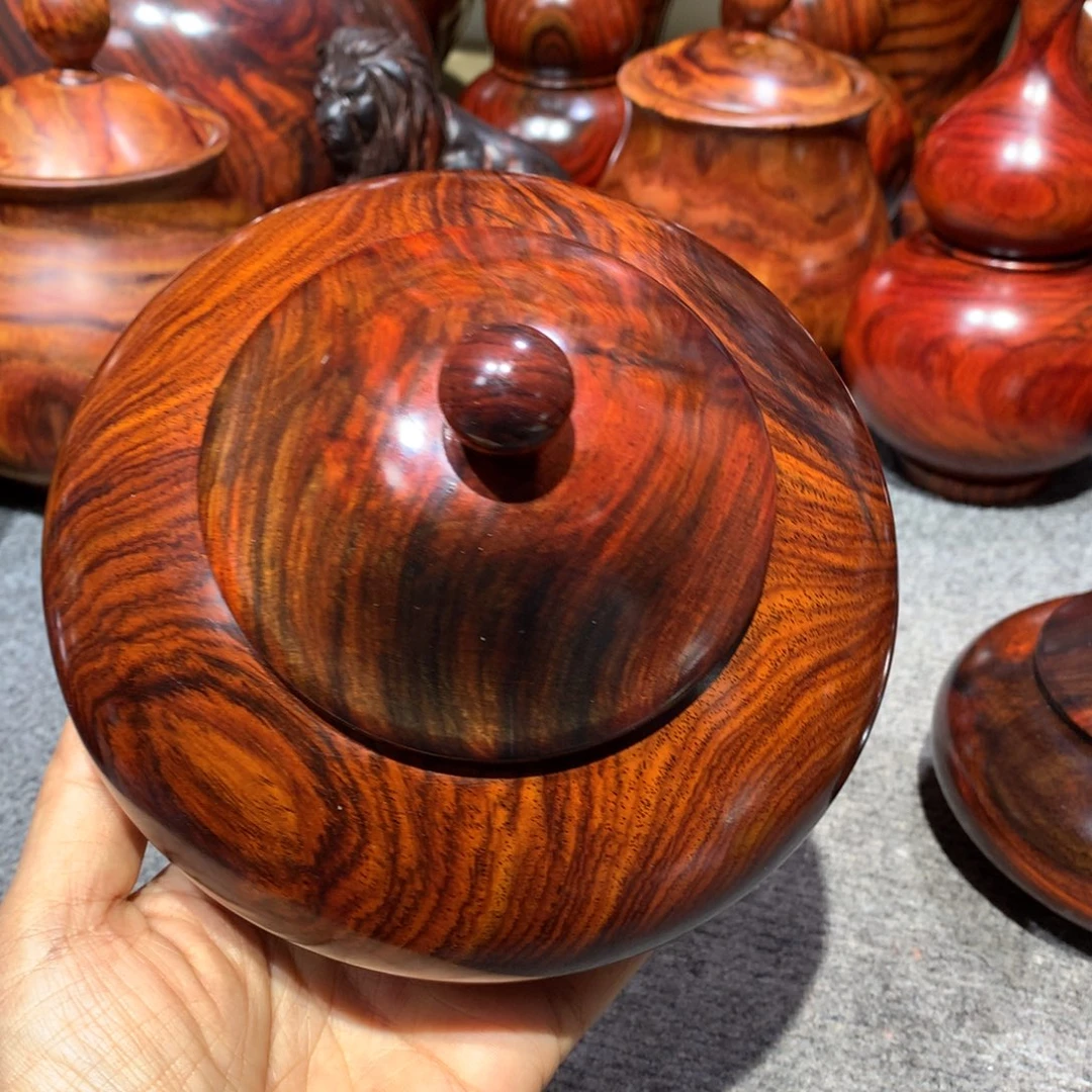 用***6木大红酸枝茶叶罐