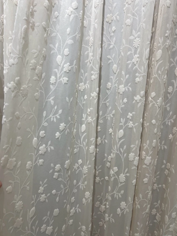 高端成品窗帘海棠花奶茶色4边处理01