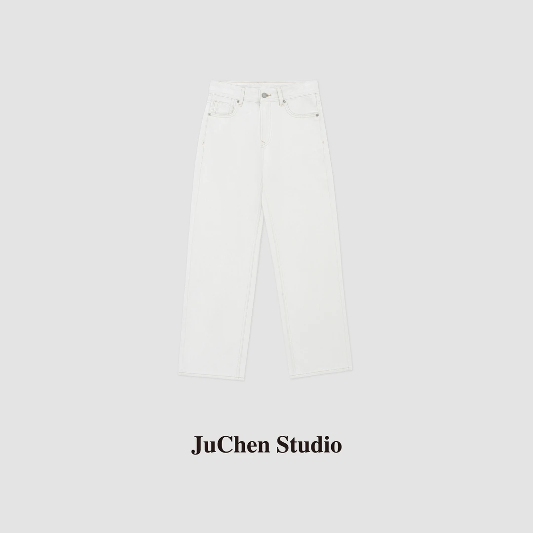 “白桦林”丹宁老钱风棉通勤百搭显瘦直筒牛仔裤SSN805-126